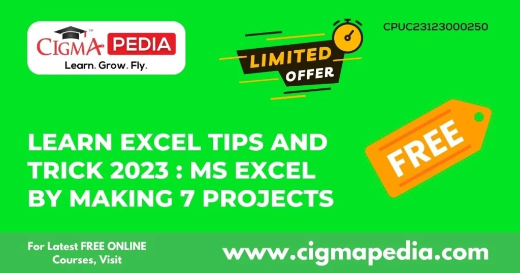 Learn Excel Tips and trick 2023 MS Excel by making 7 Projects