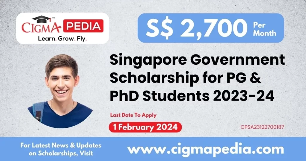 Singapore Government Scholarship for PG and PhD Students