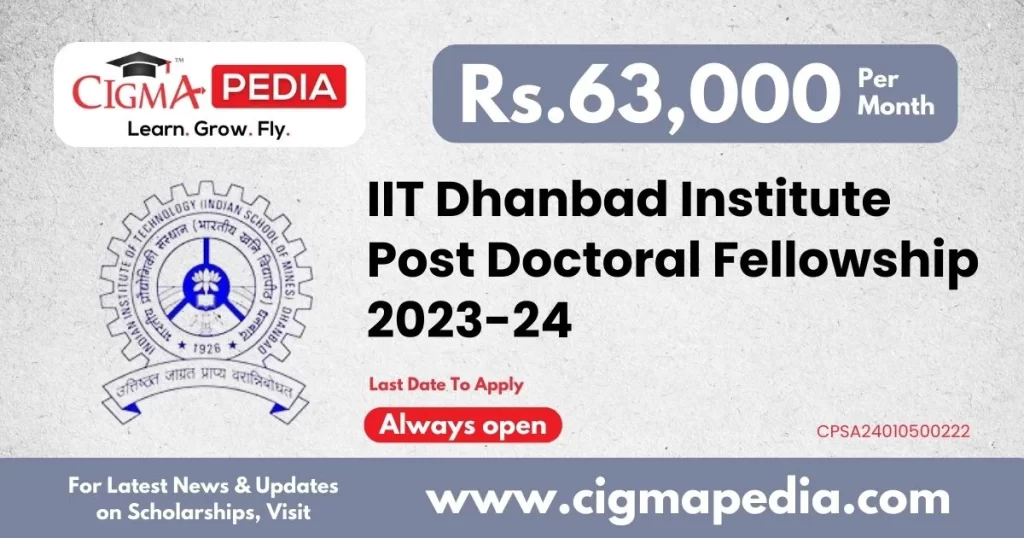 IIT Dhanbad Institute Post Doctoral Fellowship