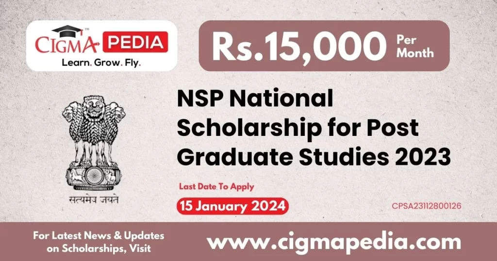 NSP National Scholarship for Post Graduate Studies 2023-24 : Apply