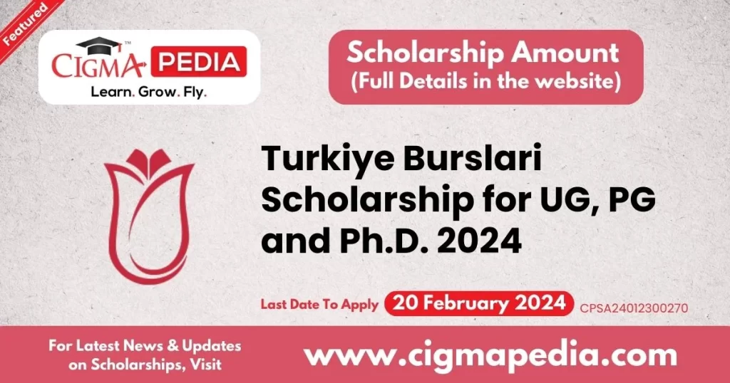 Turkiye Burslari Scholarship for UG, PG and Ph.D. 2024
