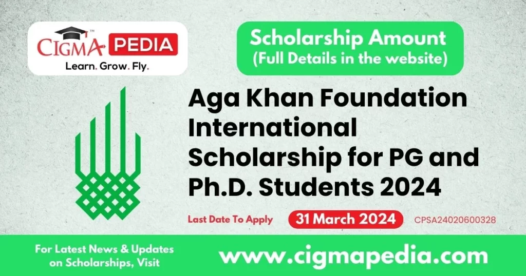 Aga Khan Foundation International Scholarship for PG and Ph.D. Students 2024