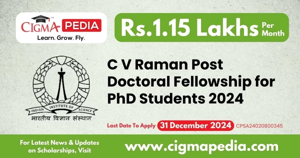 C V Raman Post Doctoral Fellowship for PhD Students 2024