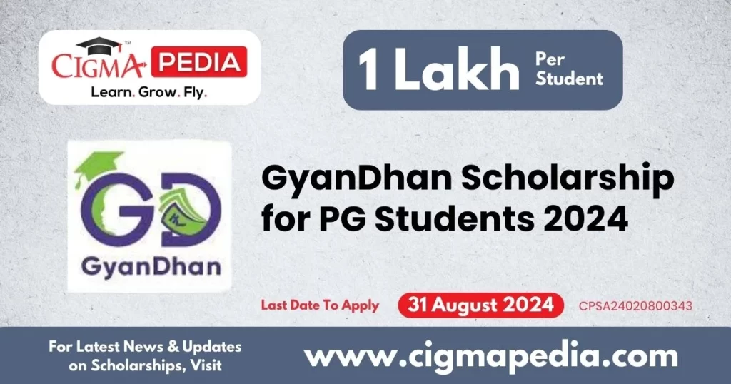 GyanDhan Scholarship for PG Students 2024