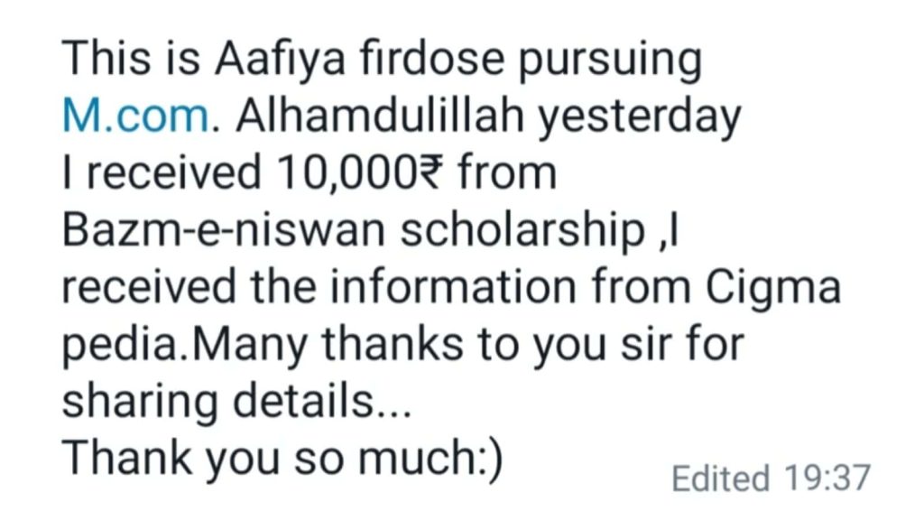 Success story of Aafiya Firdose - CIGMA Pedia