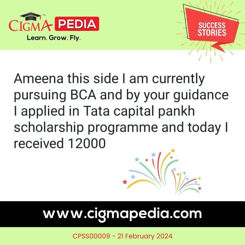 Success story of Ameena BCA Student - CIGMA Pedia -TATA Capital Pankh Scholarship