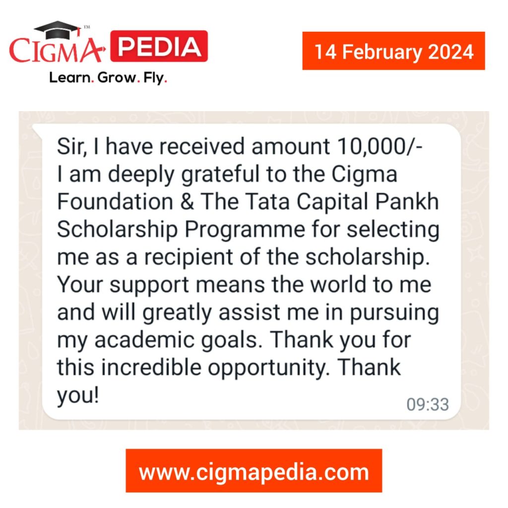 Success story of Students - CIGMA Pedia -TATA Capital Pankh Scholarship