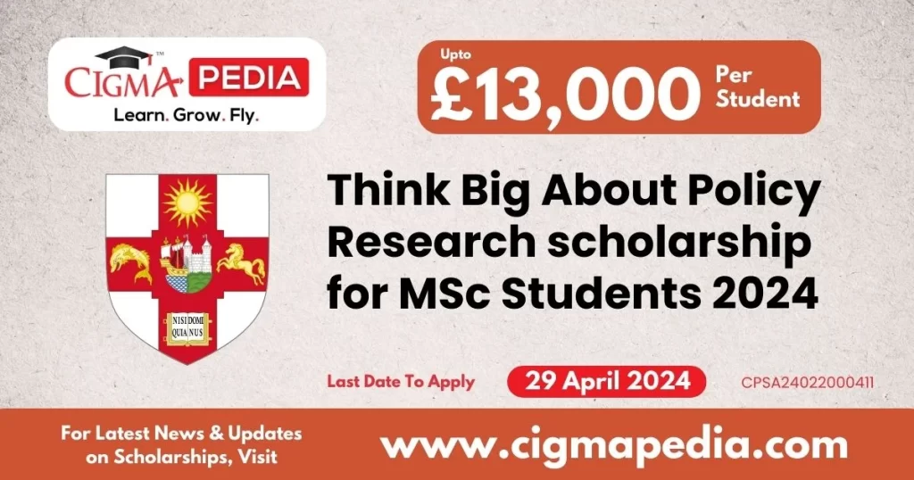 Think Big About Policy Research scholarship for MSc Students 2024