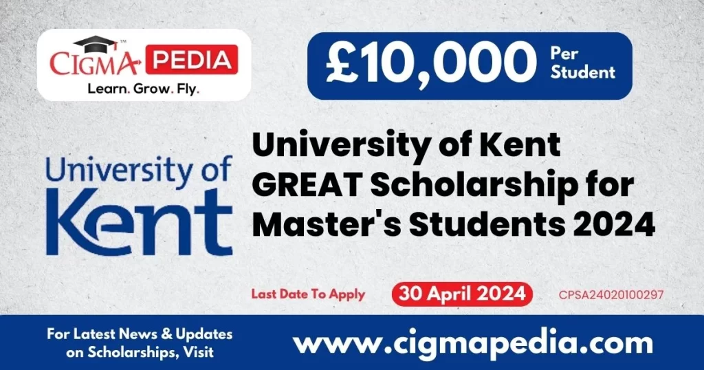 University of Kent GREAT Scholarship for Master's Students 2024