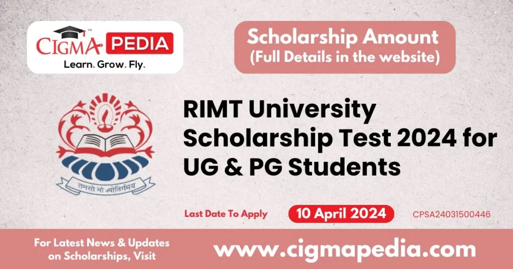 RIMT University Scholarship Test 2024 for UG & PG Students