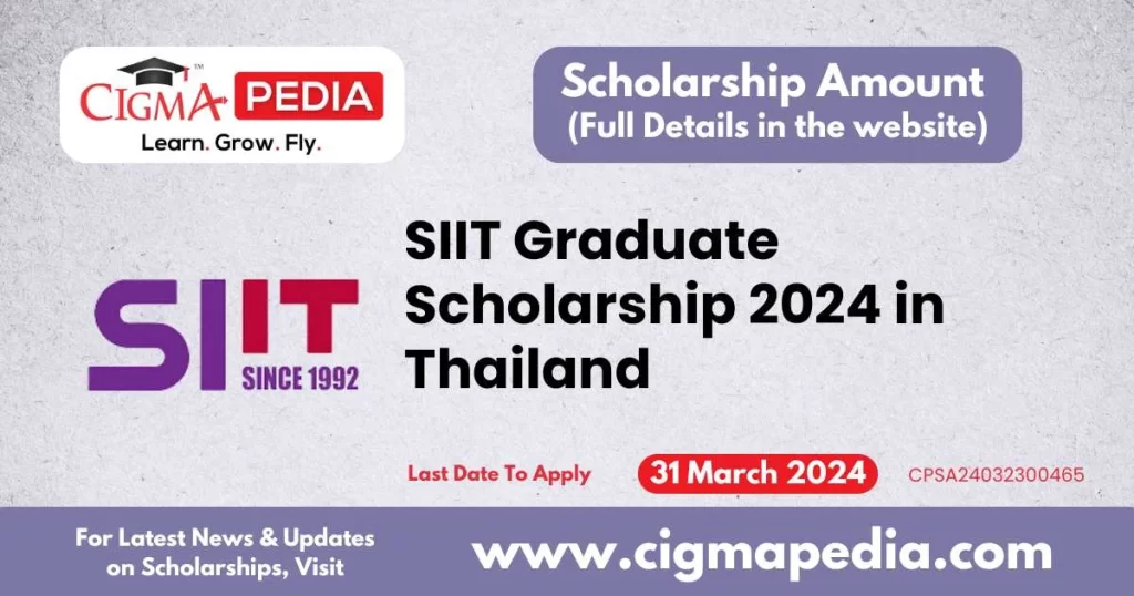 SIIT Graduate Scholarship 2024 in Thailand