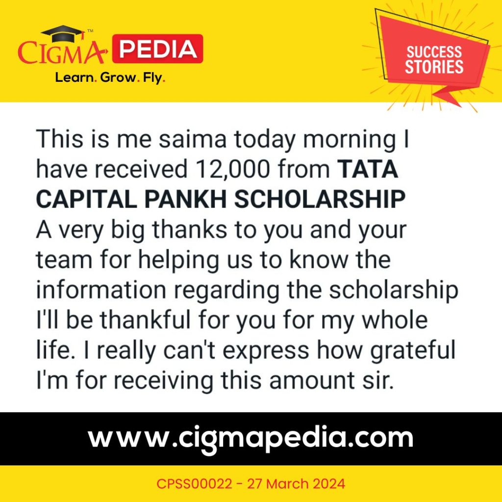 Success story of Saima - CIGMA Pedia -TATA Capital Pankh Scholarship