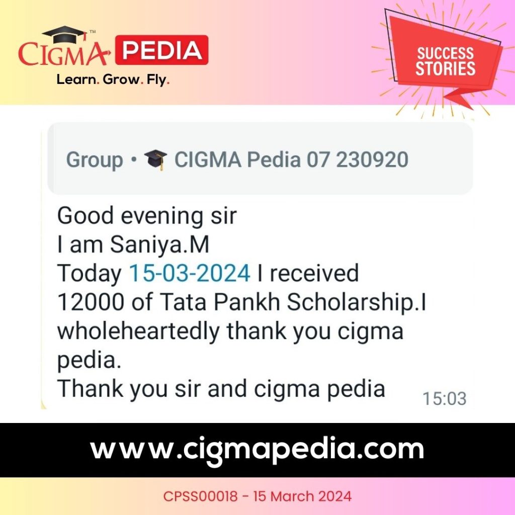 Success story of Saniya M - CIGMA Pedia -TATA Capital Pankh Scholarship