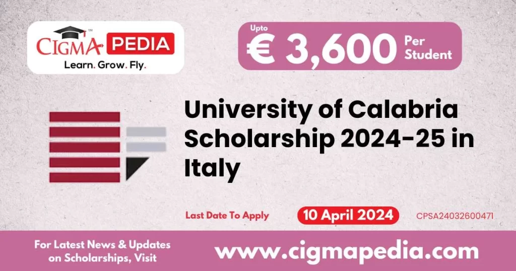 University of Calabria Scholarship 2024-25