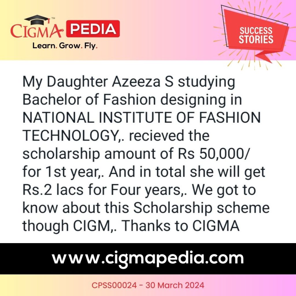 Success story of Azeeza S Bachelor of Fashion designing Student- CIGMA Pedia