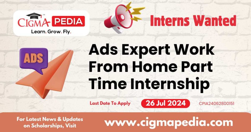 Ads Expert Work From Home Part Time Internship by Come Digit