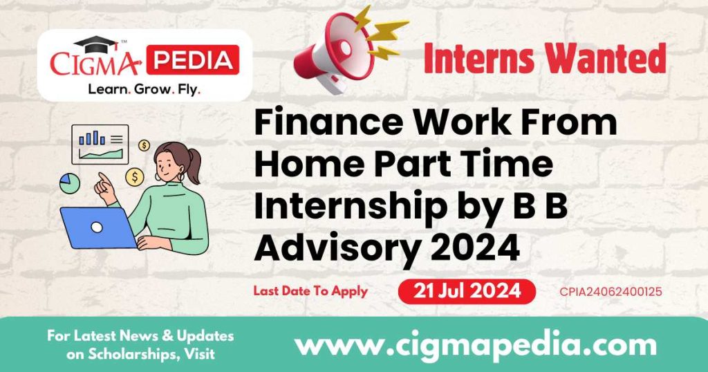 Finance Work From Home Part Time Internship by B B Advisory 2024