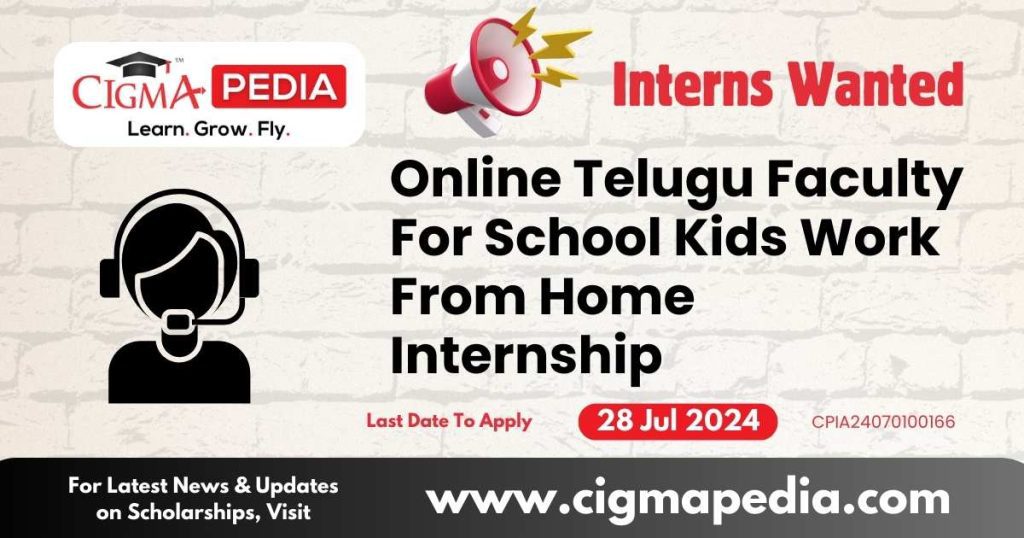 Online Telugu Faculty For School Kids Work From Home Internship