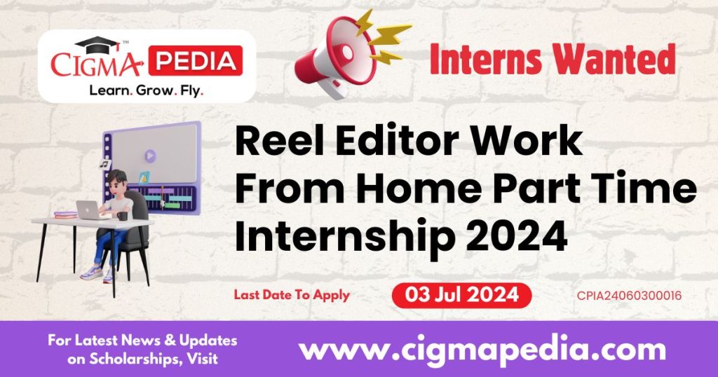 Reel Editor Work From Home Part Time Internship 2024