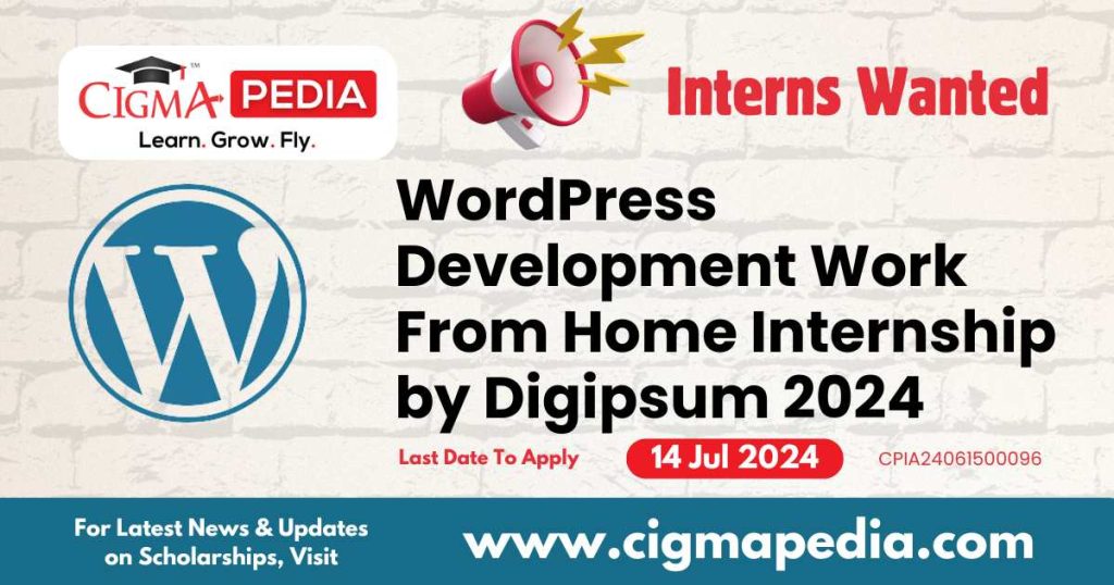 WordPress Development Work From Home Internship by Digipsum 2024