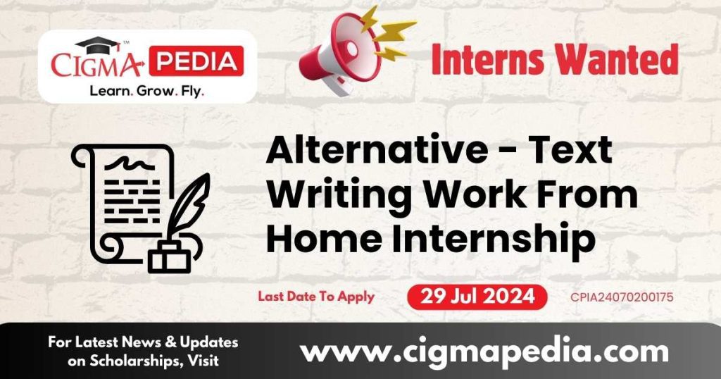 Alternative - Text Writing Work From Home Internship