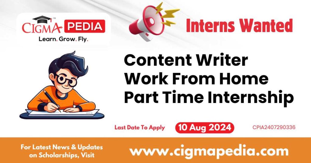 Content Writer Work From Home Part Time Internship by Glaniur