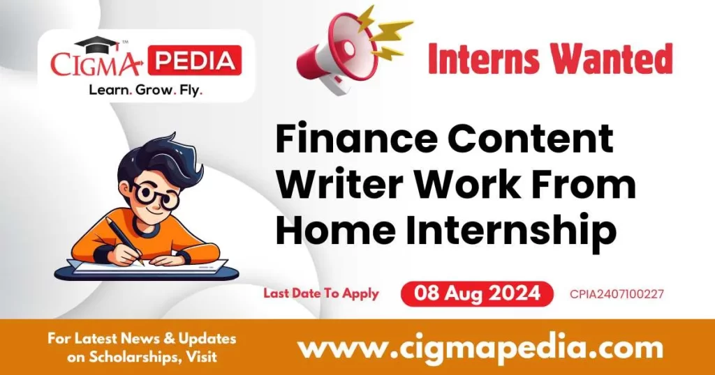 Finance Content Writer Work From Home Internship by MITT ARV Technologies Pvt Ltd 2024