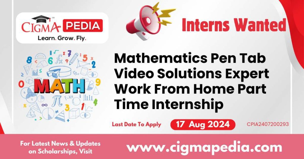 Mathematics Pen Tab Video Solutions Expert Work From Home Part Time Internship by Solvitude 2024