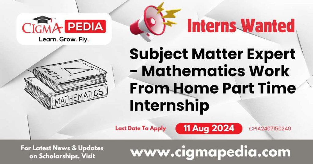 Subject Matter Expert Mathematics Work From Home Part Time Internship by Guidofie 2024