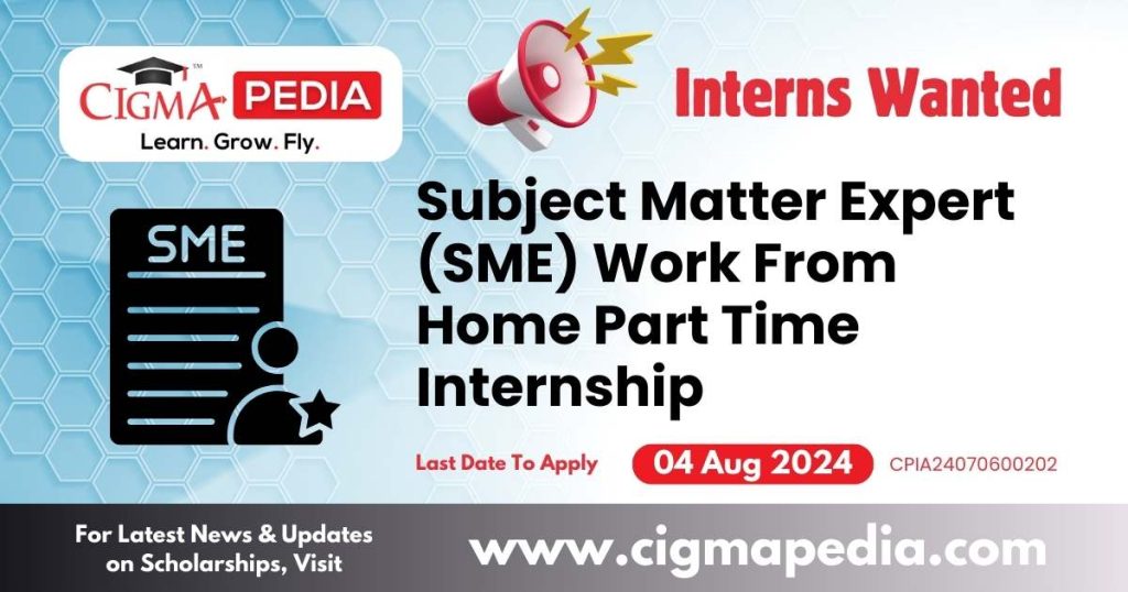 Subject Matter Expert (SME) Work From Home Part Time Internship