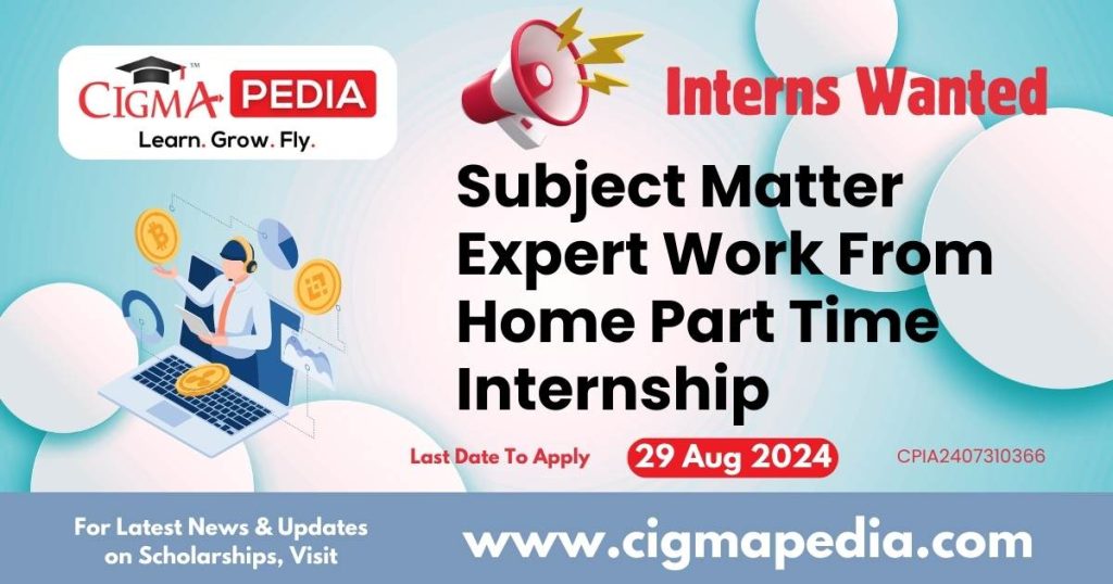 Subject Matter Expert Work From Home Part Time Internship by MaVY EduSolution