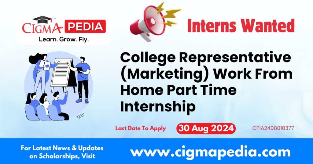 College Representative (Marketing) Work From Home Part Time Internship by Tripple One Solutions