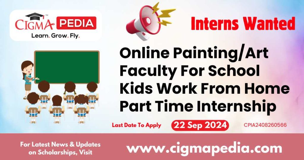 Online Painting/Art Faculty For School Kids Work From Home Part Time Internship