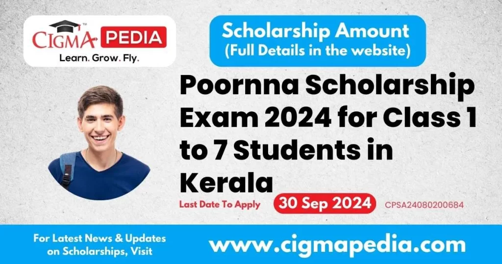 Poornna Scholarship Exam 2024 for Class 1 to 7 Students