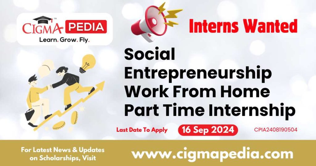 Social Entrepreneurship Work From Home Part Time Internship