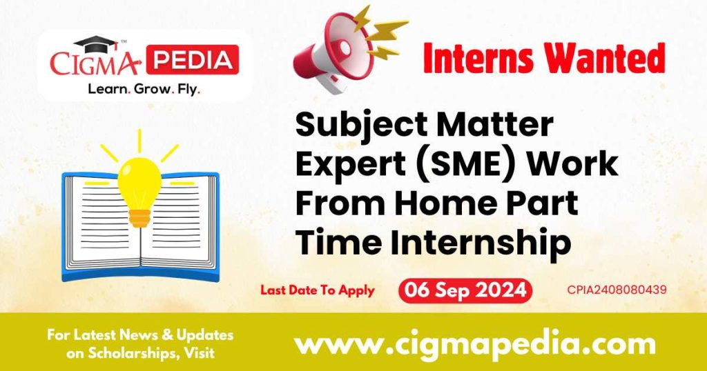 Subject Matter Expert (SME) Work From Home Part Time Internship by Solvitude