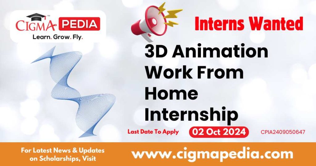 3D Animation Work From Home Internship