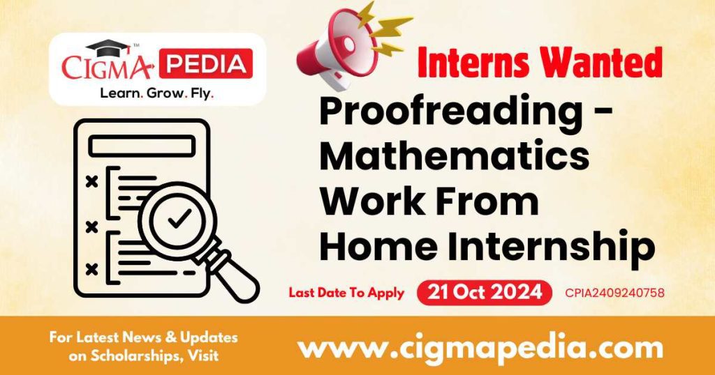 Proofreading - Mathematics Work From Home Internship