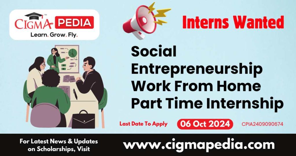 Social Entrepreneurship Work From Home Part Time Internship