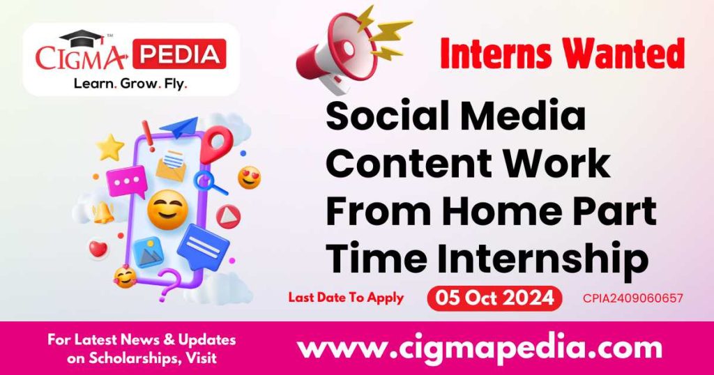 Social Media Content Work From Home Part Time Internship