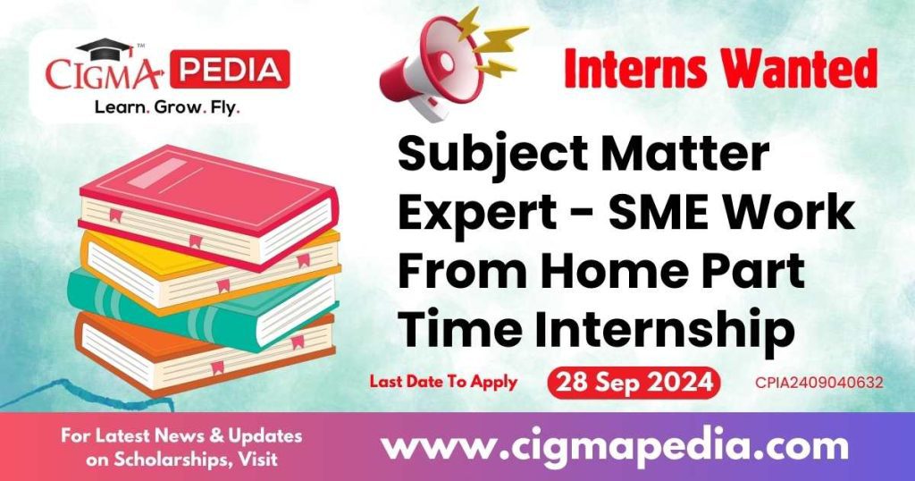 Subject Matter Expert - SME Work From Home Part Time Internship