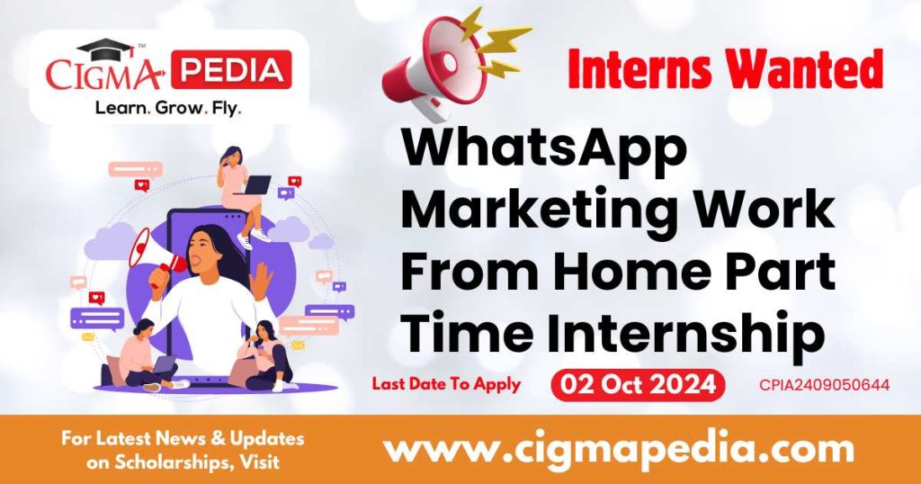 WhatsApp Marketing Work From Home Part Time Internship