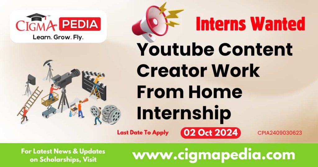 Youtube Content Creator Work From Home Internship