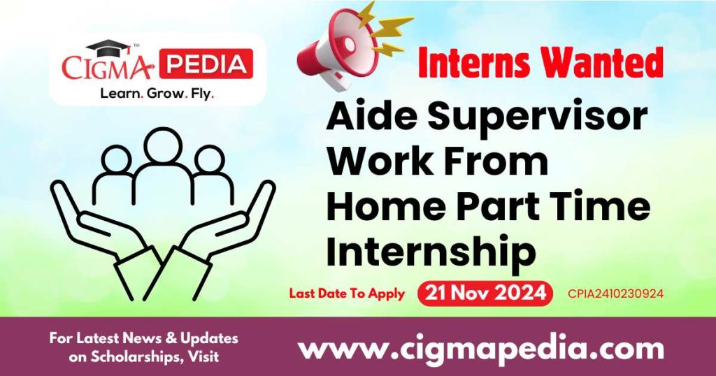 Aide Supervisor Work From Home Part Time Internship