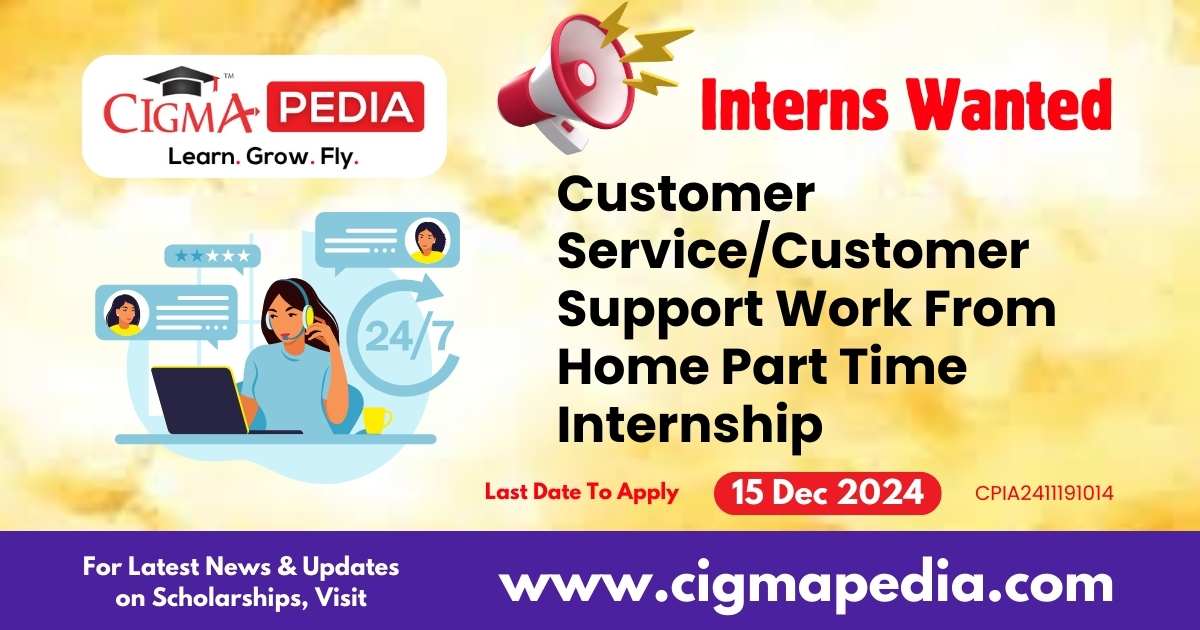 Customer Service/Customer Support Work From Home Part Time Internship