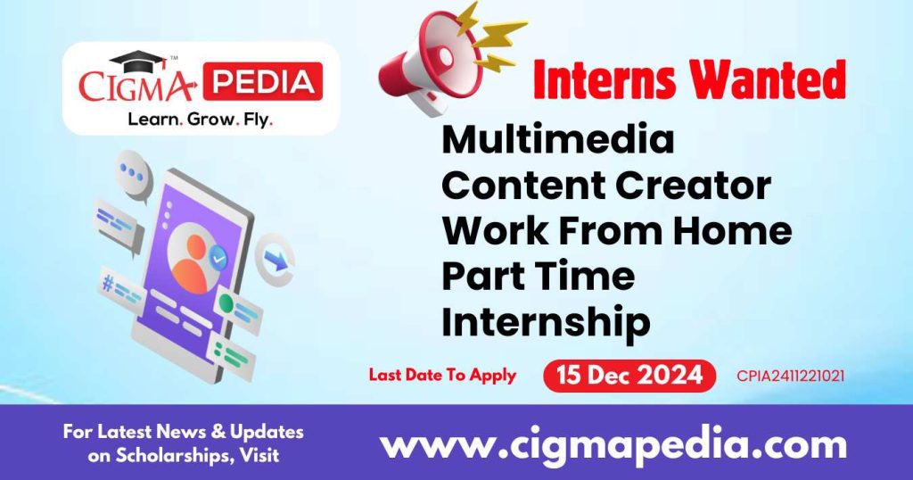 Multimedia Content Creator Work From Home Part Time Internship