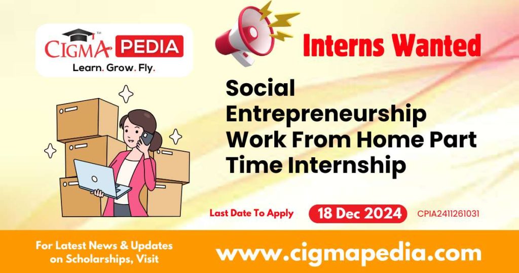 Social Entrepreneurship Work From Home Part Time Internship