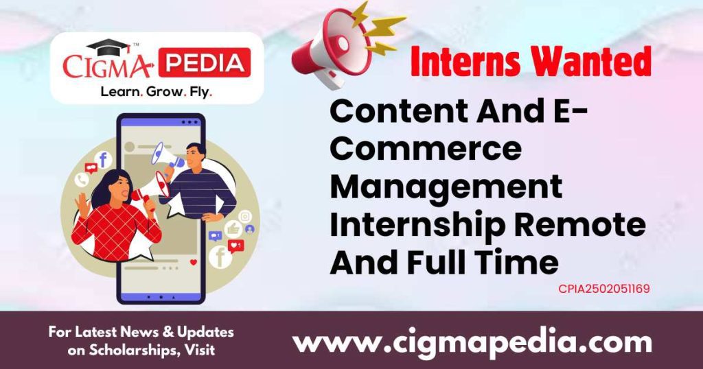 Content And E-Commerce Management Internship Remote And Full Time