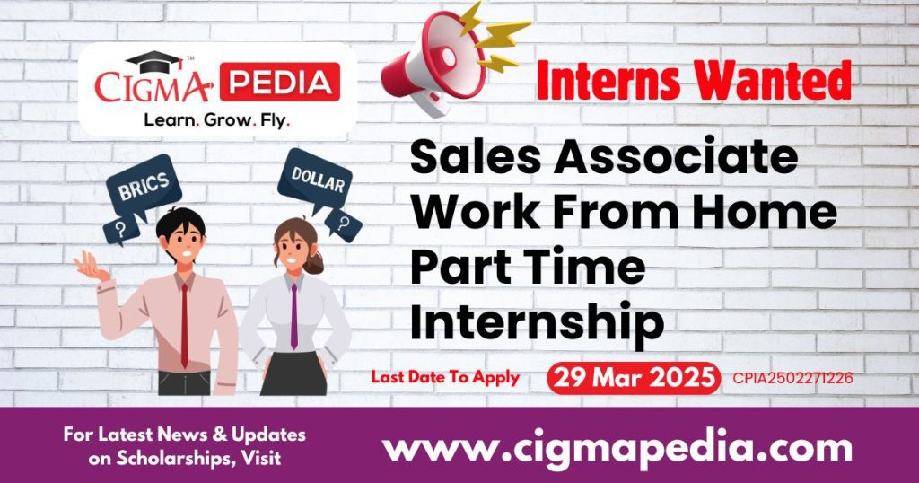 Sales Associate Work From Home Part Time Internship By Pawzz