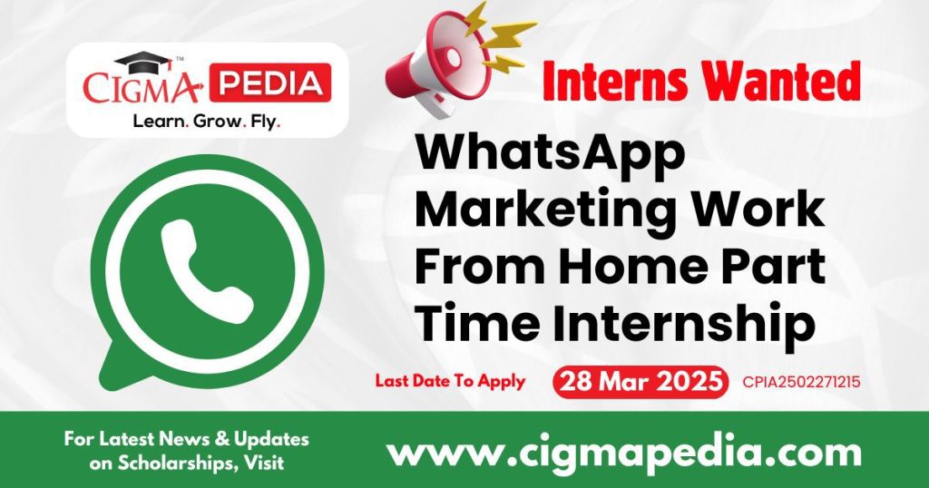 WhatsApp Marketing Work From Home Part Time Internship